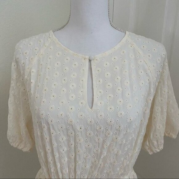 Madewell Eyelet Tassle Tie Cream Dress Sz 10 NWT Peasant Cottage Core Boho - Picture 7 of 12